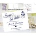 Anchor Wedding Save the Date cards,Navy blue Wedding Save the Date, (00d)